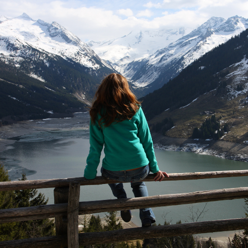 Looking at the mountains